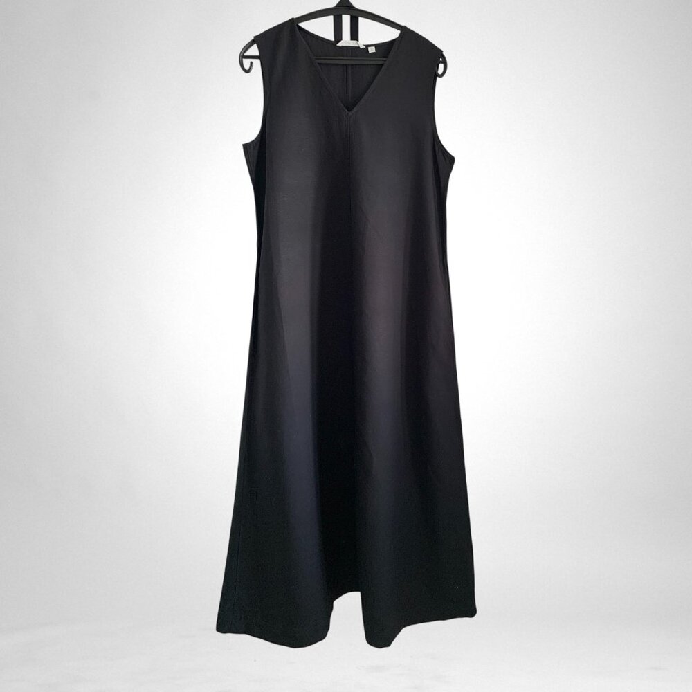 Uniqlo Maxi Linen Blend Black Dress, Size M - Picture 4 of 7